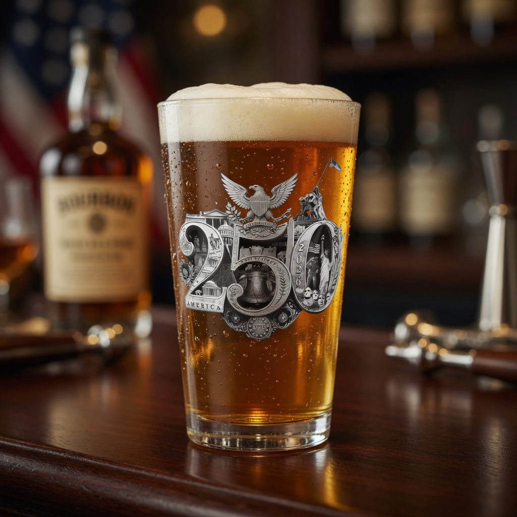 America 250th Pint Glass featuring the 250th Seal™ commemorative design