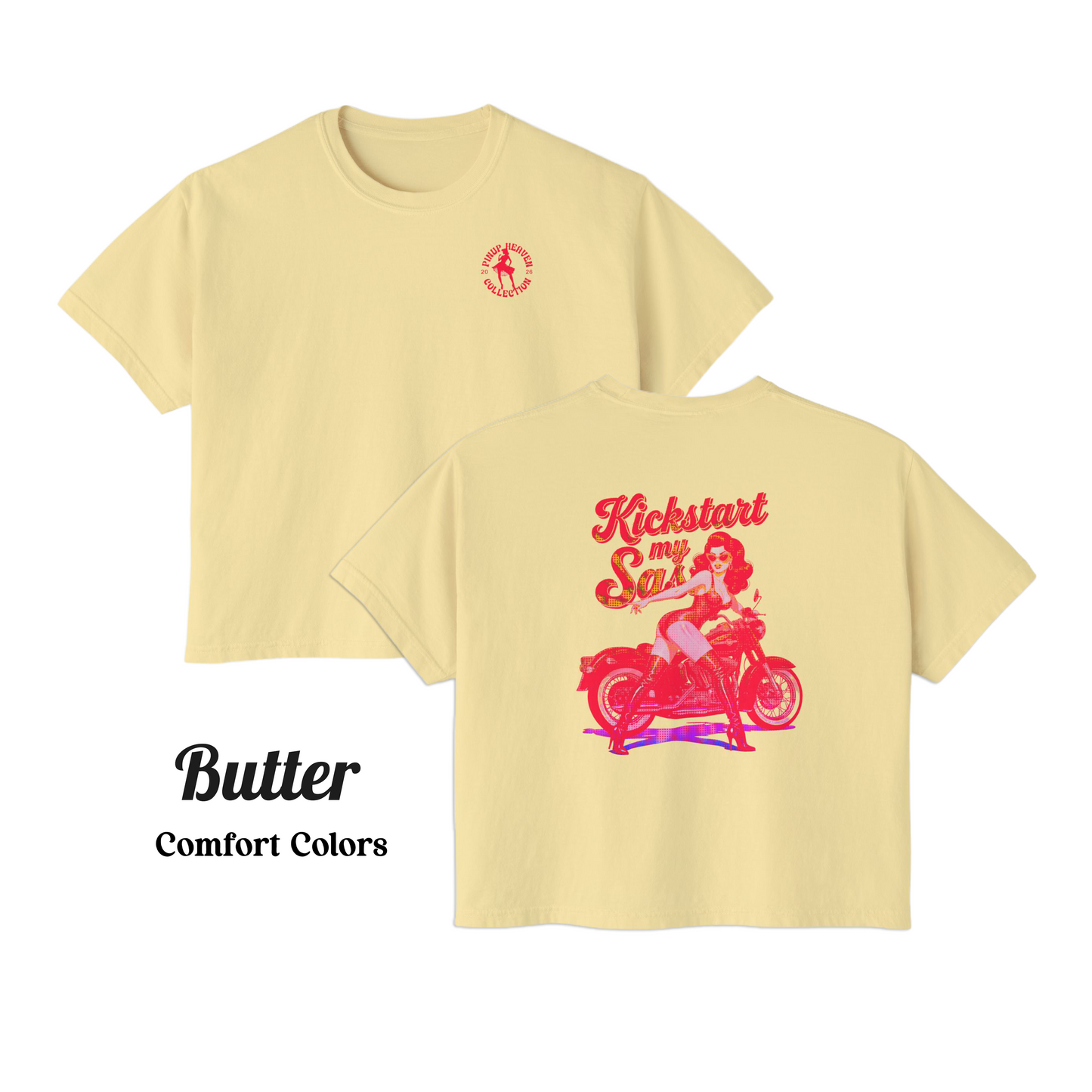 Kickstart My Sass pin-up biker boxy tee