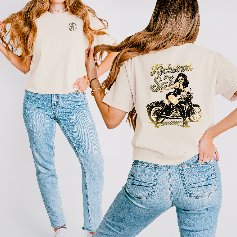 Kickstart My Sass pin-up biker boxy tee