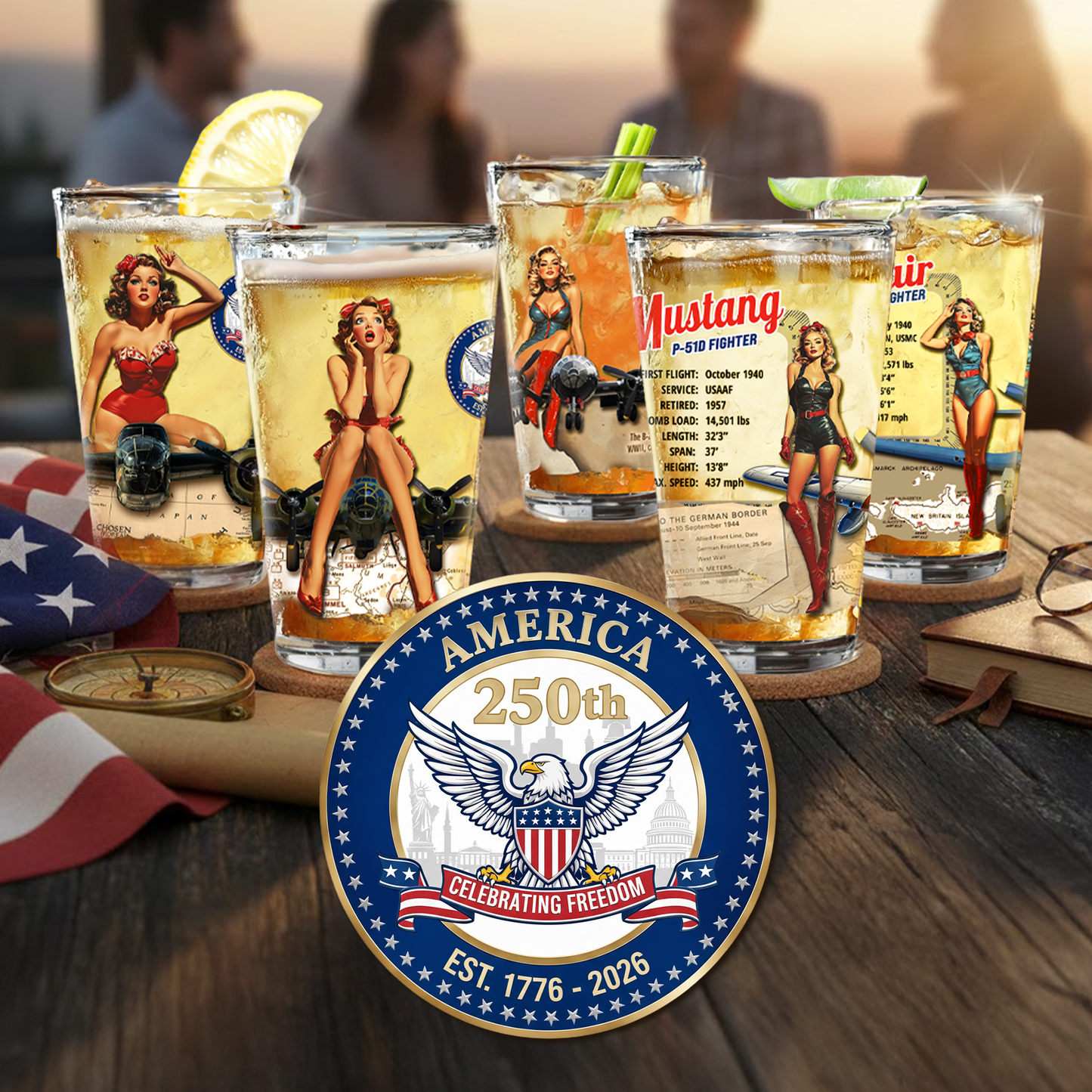 America 250th Pint Glass featuring the 250th Seal™ commemorative design