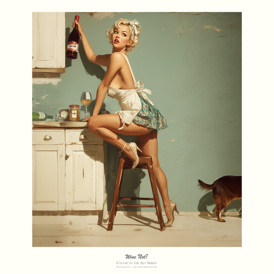 Wine Not? pin-up poster, wine lover wall art