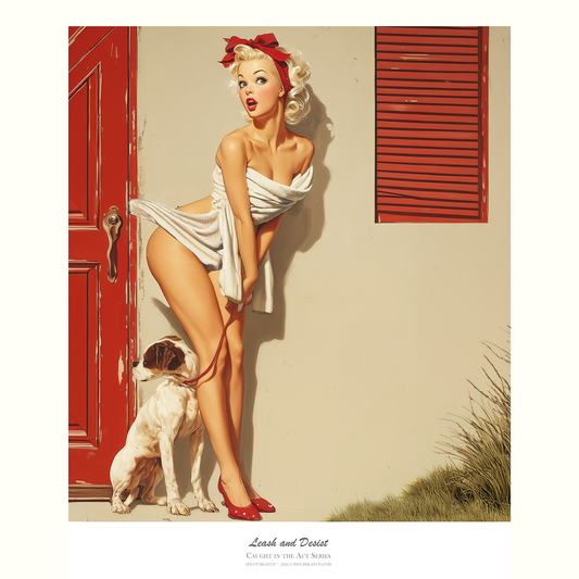 Leash and Desist pin-up poster, dog lover wall art