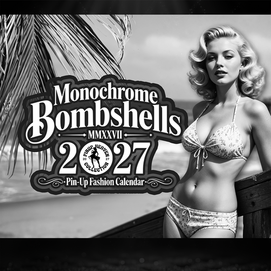 2027 Monochrome Bombshells Pin-Up Fashion Calendar - Vintage Wall Art