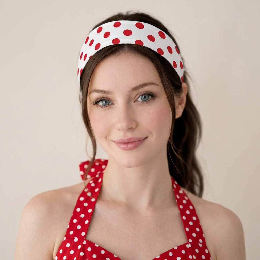 Chic Red & White Polka Dot Satin Hair Scarf - Vintage Style