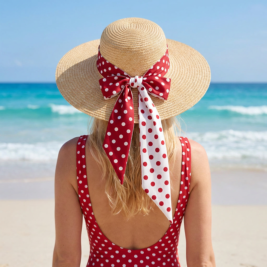 Chic Red & White Polka Dot Satin Hair Scarf - Vintage Style