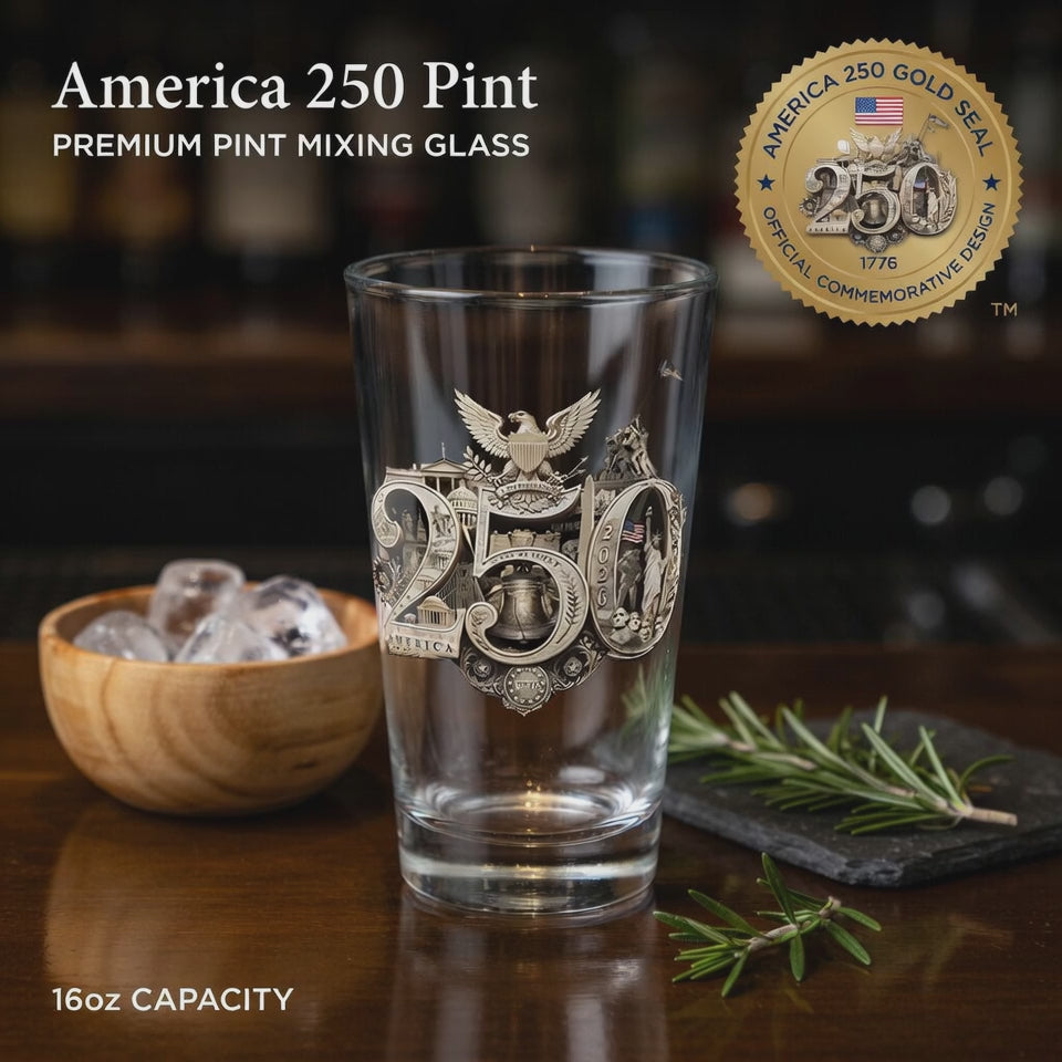 America 250th Pint Glass product video featuring the 250th Seal™ commemorative design